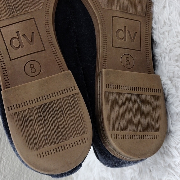 DV Blue Velvet Upper Closed Almond Toe Low Stacked Heel Casual Loafer Shoe - Picture 9 of 15